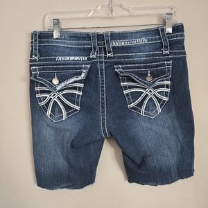 Seduction Y2K Shorts Embellished Blue Denim Bermuda Jeans Women 13